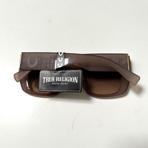 New Original TRUE RELIGION Square Sunglasses Oversized Acetate Milky Taupe main image 4